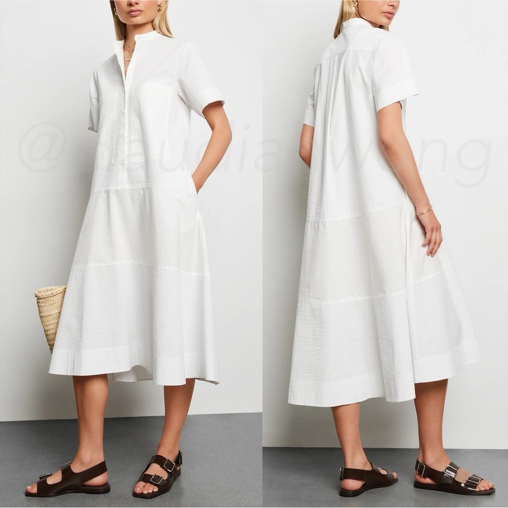 GWYN It’s All Good Midi Shirtdress in White - Picture 3 of 11